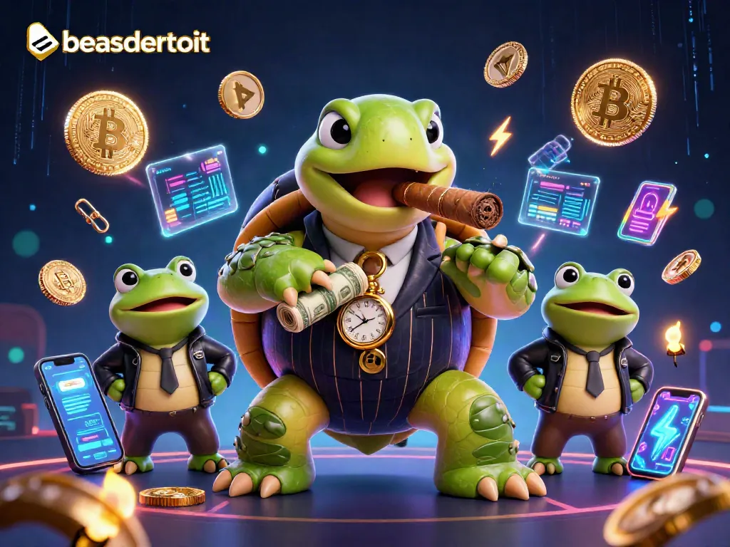 Experience the excitement of beasdetroit with a vibrant 3D casino scene featuring animated characters and crypto elements.